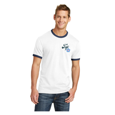Top Blue Flower Ringer Tee