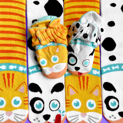 WELCOME TINY HUMAN! New Parents Pet-Lovers Socks + Baby Booties Gift Set