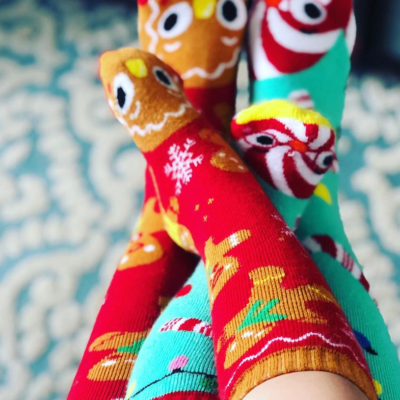 Gingerbread & Candy Cane Christmas Socks for Mommy-and-Baby