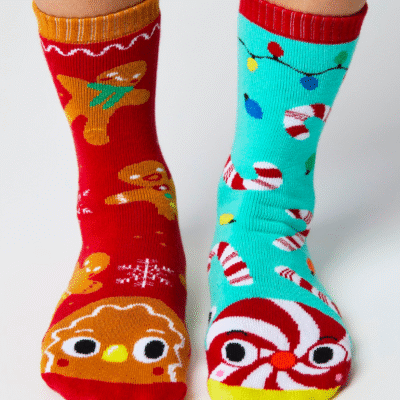ADULT GINGERBREAD & CANDY CANE CHRISTMAS SOCKS