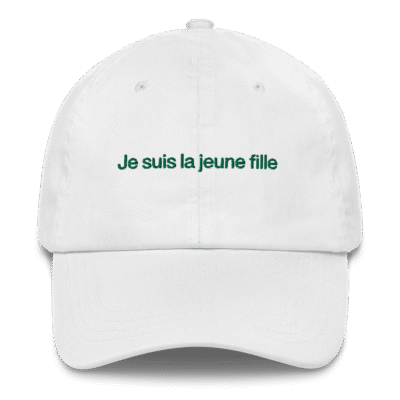 "Je suis la jeune fille" Embroidered Hat (from the Muzzy commercial)